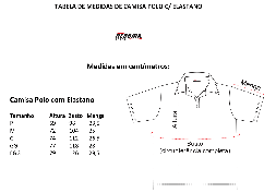 Tabela de Medidas Camisa Polo c/ Elastano