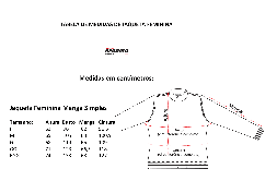 Tabela de Medidas Jaqueta Feminina